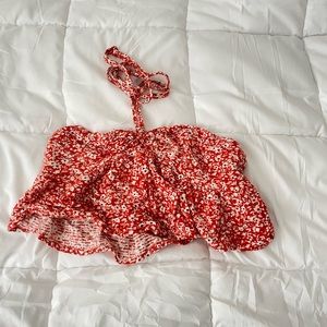 A red floral halter summer top💌